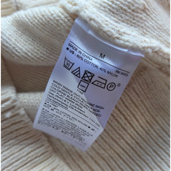 Banana Republic Cable Knit Sweater Dress Size M Cream Turtleneck Cotton Blend - Picture 7 of 8